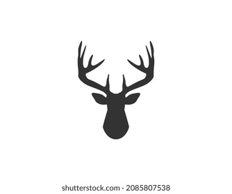 Deer antlers silhouette isolated on white background. Horns icon