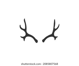 Deer Antlers Silhouette Isolated On White Background. Horns Icon