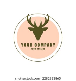 Deer antlers silhouette logo template vector