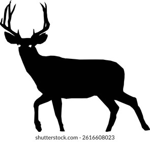 Deer with Antlers Silhouette Vector - Minimalist Wildlife Graphic