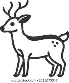 A deer with antlers is standing on a white background. The deer is the main focus of the image, and it is a cute and innocent creature. The antlers give the deer a majestic and regal appearance