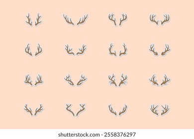 deer antlers sticker vector collection