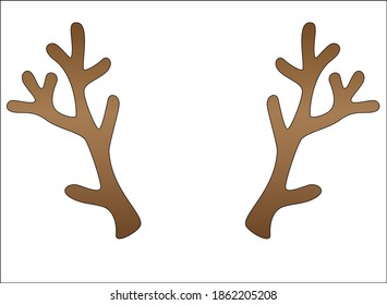 Deer antlers - vector color template with editable outline. Deer antlers for a hoop or festive mask.