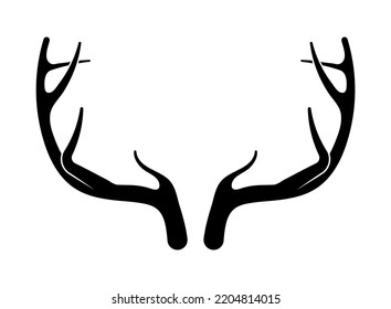 Vector de antángulos de ciervos. Siluetas dibujadas a mano de trofeos de caza. Silhouette de las bocinas de una alce salvaje, ciervo de huevo sobre un fondo blanco. 