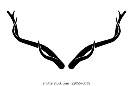 Deer antlers vector. Hand drawn silhouettes of hunting trophies. Silhouette of the horns of a wild elk, roe deer on a white background. 