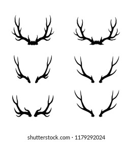 Deer Antlers Vector Icon Set, Horn Or Antler Symbol