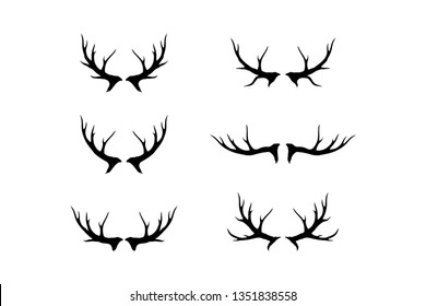 deer antlers vector icon set, horn or antler symbol