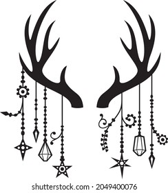 Deer antlers vector illustration. Boho style.