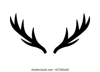 Deer antlers. Vector illustration drawing. Isolated deer antlers print.