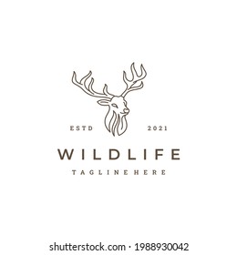 Deer antlers vectores logo diseño línea estilo arte