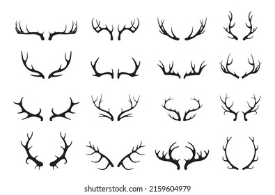 Deer Antlers Vector Set Silhouette Horns Stock Vector (Royalty Free ...