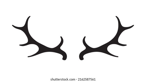 Deer antlers vector. Silhouette of the horns of a wild elk, roe deer on a white background. Hand drawn silhouettes of hunting trophies.