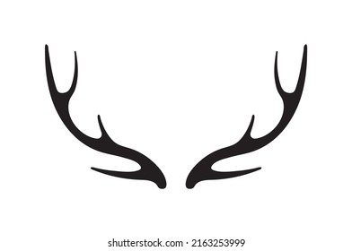 Deer antlers vector. Silhouette of the horns of a wild elk, roe deer on a white background. Hand drawn silhouettes of hunting trophies.