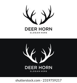 Deer Antlers and vintage deer head logo design.Logo for badge,deer hunter,adventure and wildlife.