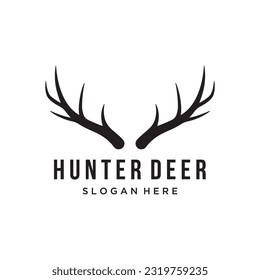 Deer Antlers and vintage deer head logo design.Logo for badge,deer hunter,adventure and wildlife.