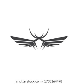 Deer antlers wings concept  illustration icon vector design template