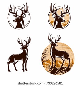 Deer art drawing vector design with landscape in the backround.