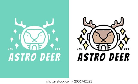 deer in astronaut helmet with stars element. illustration for t shirt, poster, logo, sticker, or apparel merchandise.