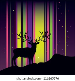 Deer and aurora, EPS10 file with transparent effects