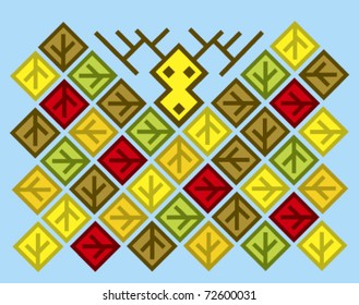 Deer in an autumn forest, stylized