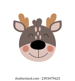 Deer. Deer avatar in flat style. Children print in Scandinavian style. Doodle.