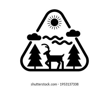 deer badge logo design in triangle