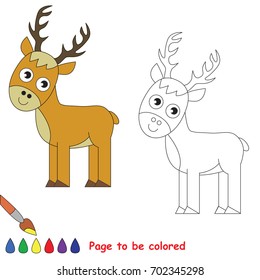 Deer to be colored, the coloring book for preschool kids with easy educational gaming level.