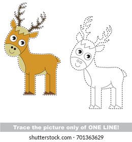 Deer to be traced only of one line, the tracing educational game to preschool kids with easy game level, the colorful and colorless version.