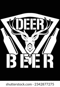 Diseño de arte vectorial de ciervos y cerveza, archivo eps. archivo de diseño para camiseta. SVG, archivo de diseño de corte EPS