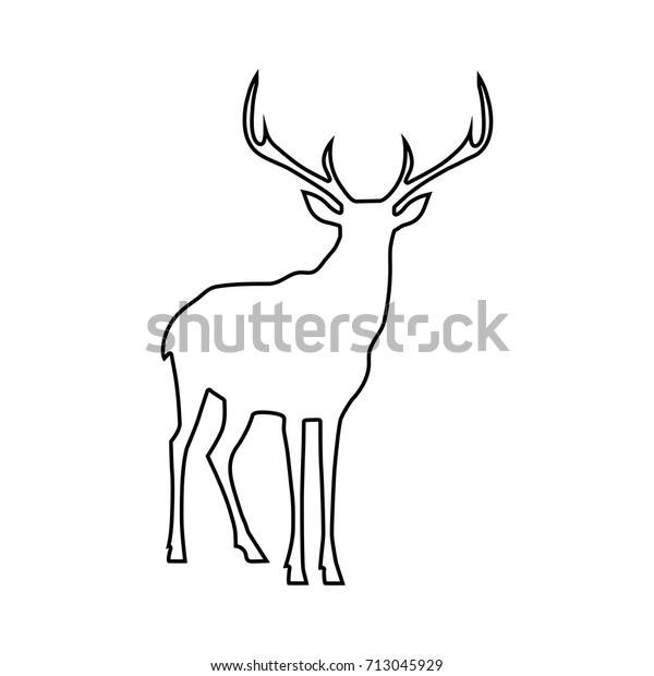 Deer Big Antlers Silhouette Line Vector Stock Vector Royalty Free 713045929 Shutterstock 6598