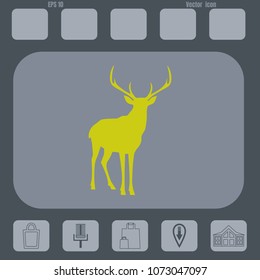  deer with big antlers silhouette vector illustration on a gray cine-film background. Flat design style