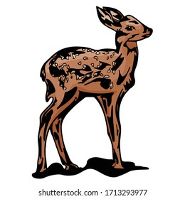 Deer with a big horn Cartoon Animal Vector Illustration Template Icon Collection