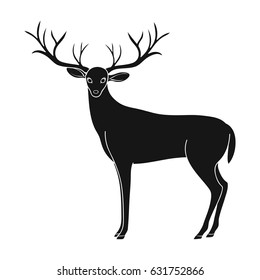 Deer with big horns.Animals single icon in black style vector symbol stock illustration web.