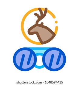 Hirsch-Binocular-Symbol Vektorgrafik. Outline Deer Binoculars Schild. Farbisolierte Farbwiedergabe-Symbol-Illustration
