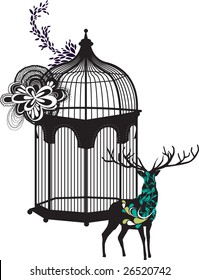 the deer and birdcage design