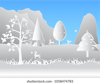 Deer and birds in the forest and mountains.