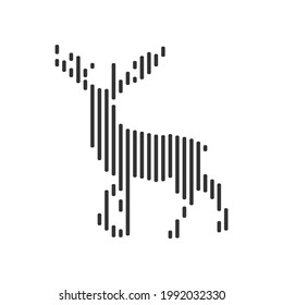 Deer black barcode line icon vector on white background.