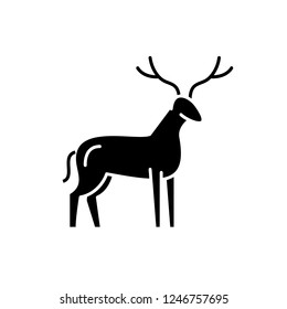 Deer black icon, vector sign on isolated background. Deer concept symbol, illustration 