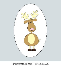 venado. las líneas negras se dibujan sobre un fondo blanco. Un animal gordo gracioso. Caricatura de animales kawaii para decorar la tela de la ropa de los niños, impresión en tazas, placas y telas