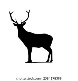 The deer is black on a white background,