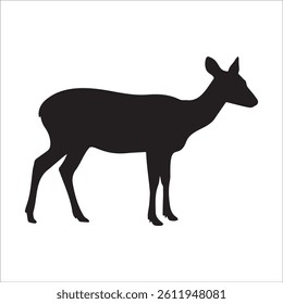 Deer black silhouette on isolated white background