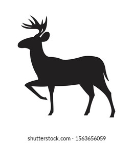 Deer black silhouette reindeer antlers vector symbol