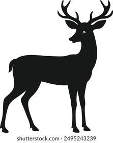 deer black Silhouette vector art Illustration with white background