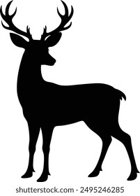 deer black Silhouette vector art Illustration with white background
