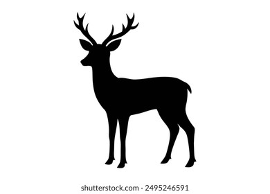 deer black Silhouette vector art Illustration with white background
