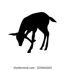 Deer black silhouette vector illustration, wild animals flat design.