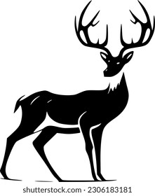 Deer - Black and White Isolated Icon - Vector illustration