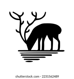 deer black and white silhouette icon 10