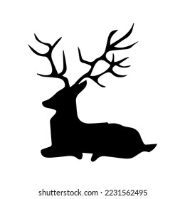 deer black and white silhouette icon 3