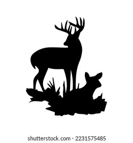 deer black and white silhouette icon 23